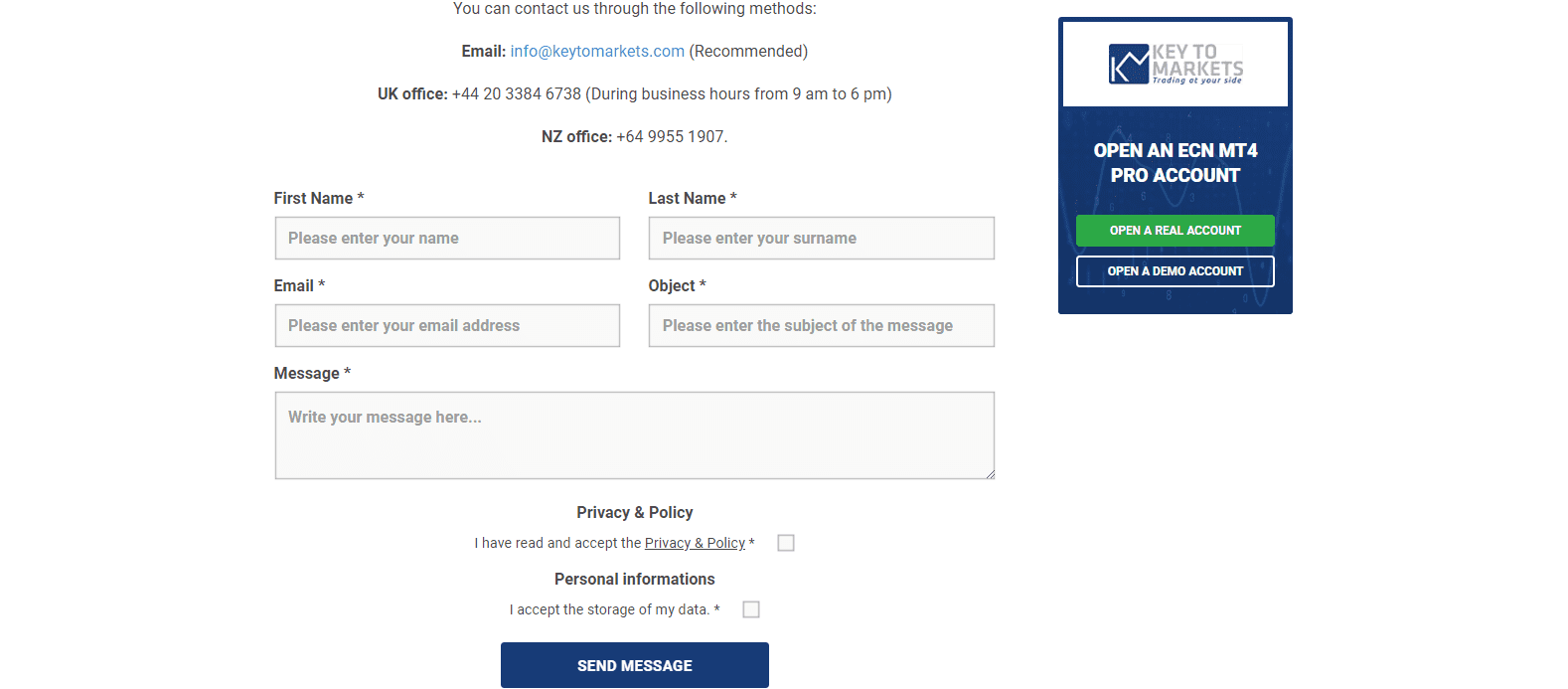 Key to Markets Review customer support